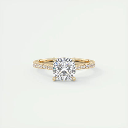 2.50 Ct The Cathedral Deluxe Cushion Hidden Halo Engagement Ring