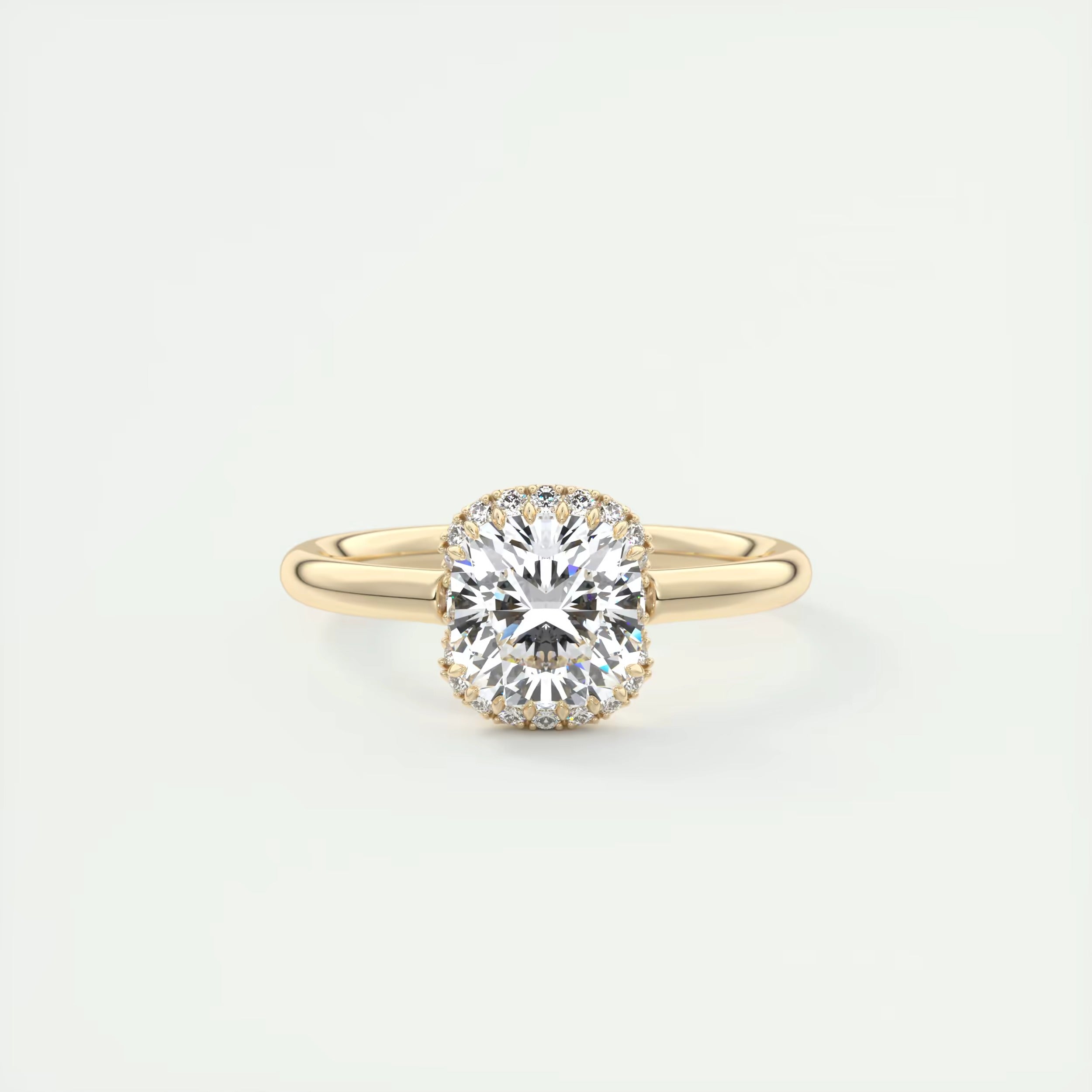 2.10 Ct The Center Stone Cushion Flush Stacking Half Halo Solitaire Ring
