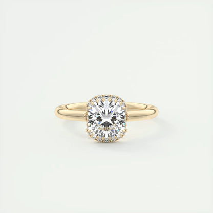 2.10 Ct The Crescent Cushion Flush Stacking Half Halo Solitaire Ring