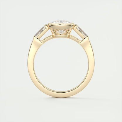 2.30 Ct Lowrider Three Stone Cushion Engagement Ring Engagement Rings