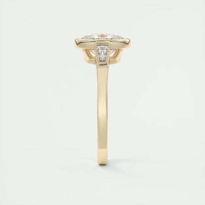 2.30 Ct Lowrider Three Stone Cushion Engagement Ring Engagement Rings