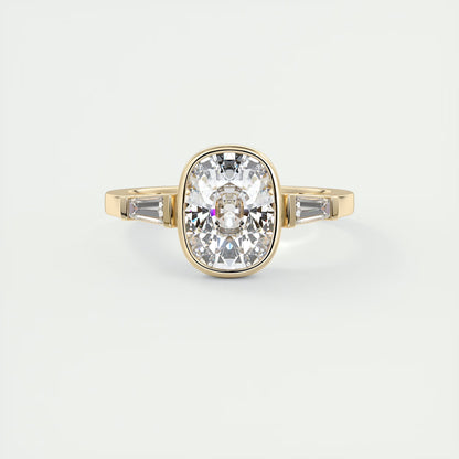 2.30 Ct Lowrider Three Stone Cushion Engagement Ring Engagement Rings