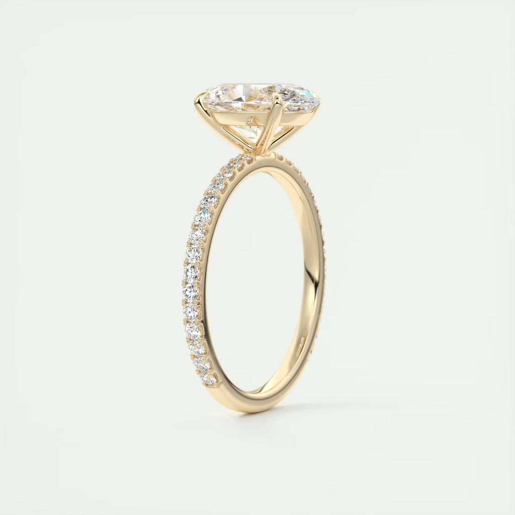 2.25 Ct Harper Pavé Oval  Center with 1.5mm French Set Pavé Ring
