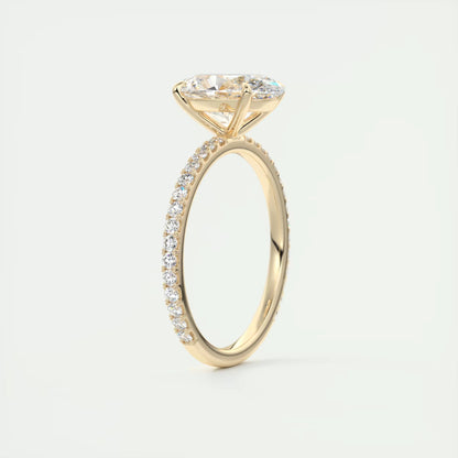 2.25 Ct Harper Pavé Oval  Center with 1.5mm French Set Pavé Ring