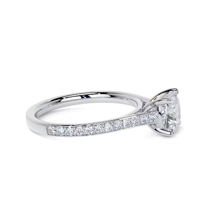 2.50 Ct In Cushion Bardot Scallop Engagement Ring