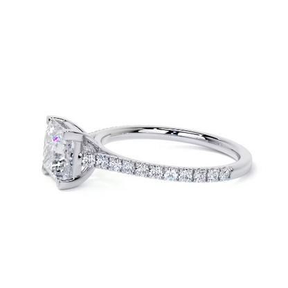 2.40 Ct In Princess Bardot Scallop Engagement Ring
