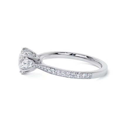 2.30 Ct In Round Bardot Scallop Engagement Ring