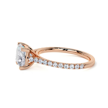 2.40 Ct In Princess Bardot Scallop Engagement Ring