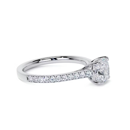 2.30 Ct In Round Bardot Scallop Engagement Ring
