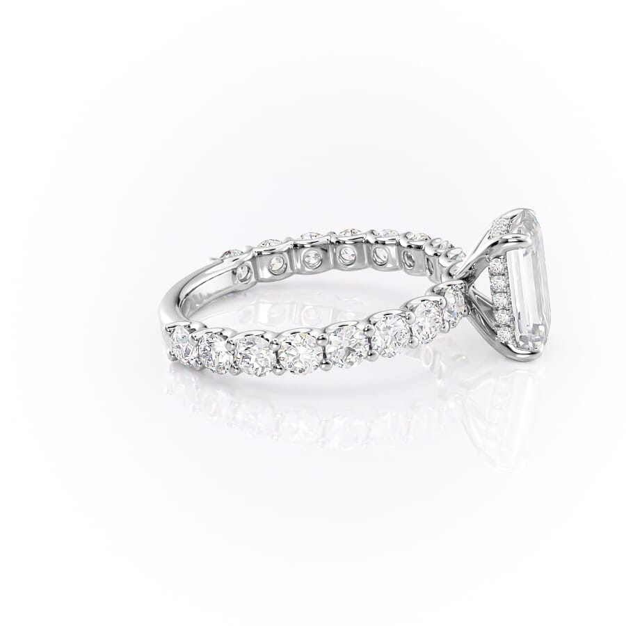 4.00 CT The Adelle Emerald Pave Diamonds Set Engagement Ring