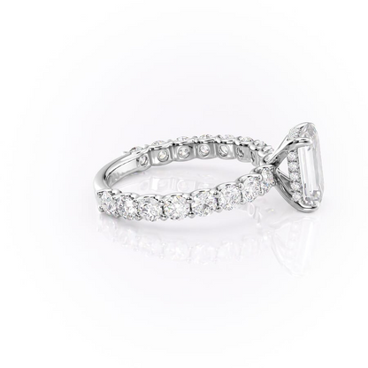 4.00 CT The Adelle Emerald Pave Diamonds Set Engagement Ring