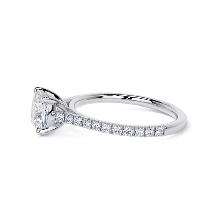 2.40 Ct In Cushion Bardot Scallop Engagement Ring