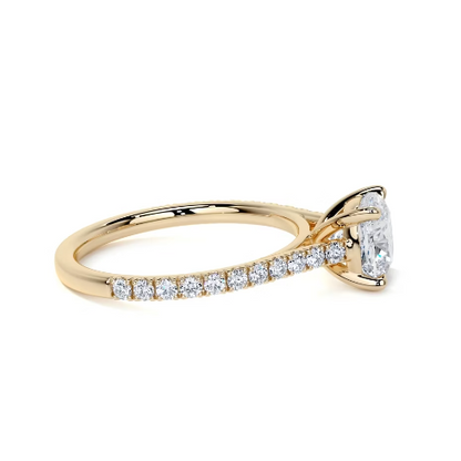 2.40 Ct In Cushion Bardot Scallop Engagement Ring