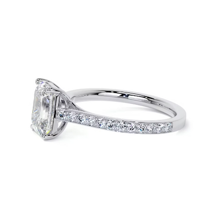 2.30 Ct In Emerald Bardot Scallop Engagement Ring