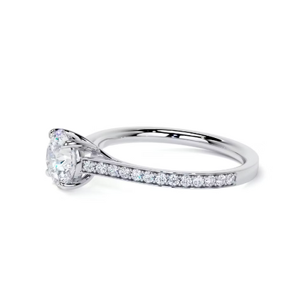 2.30 Ct In Round Bardot Scallop Engagement Ring