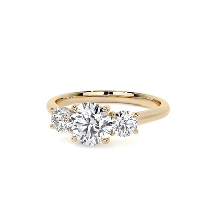 2.50 Ct In Round Bardot Scallop Engagement Ring