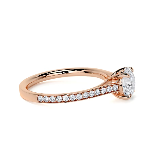 2.30 Ct In Round Bardot Scallop Engagement Ring
