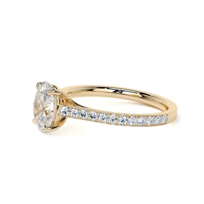 2.30 Ct In Round Bardot Scallop Engagement Ring