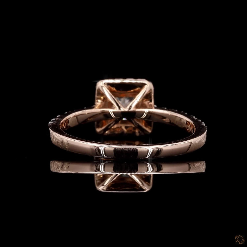 1.70 Ct Princess Cut Halo Diamond Engagement Ring In Rose Gold
