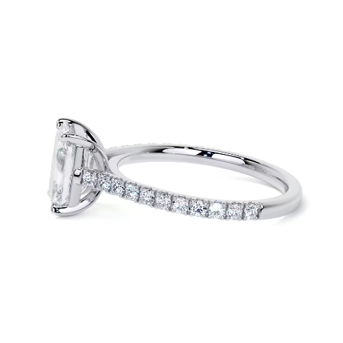 2.40 Ct In Emerald Bardot Scallop Engagement Ring