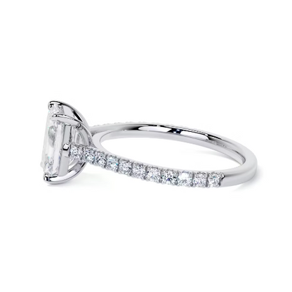 2.40 Ct In Emerald Bardot Scallop Engagement Ring