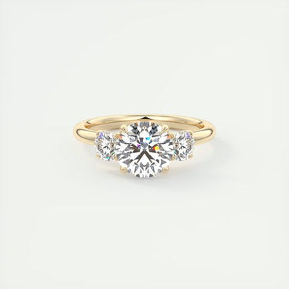 2.50 Ct Royale Round - Floral Three Stone Engagement Rings