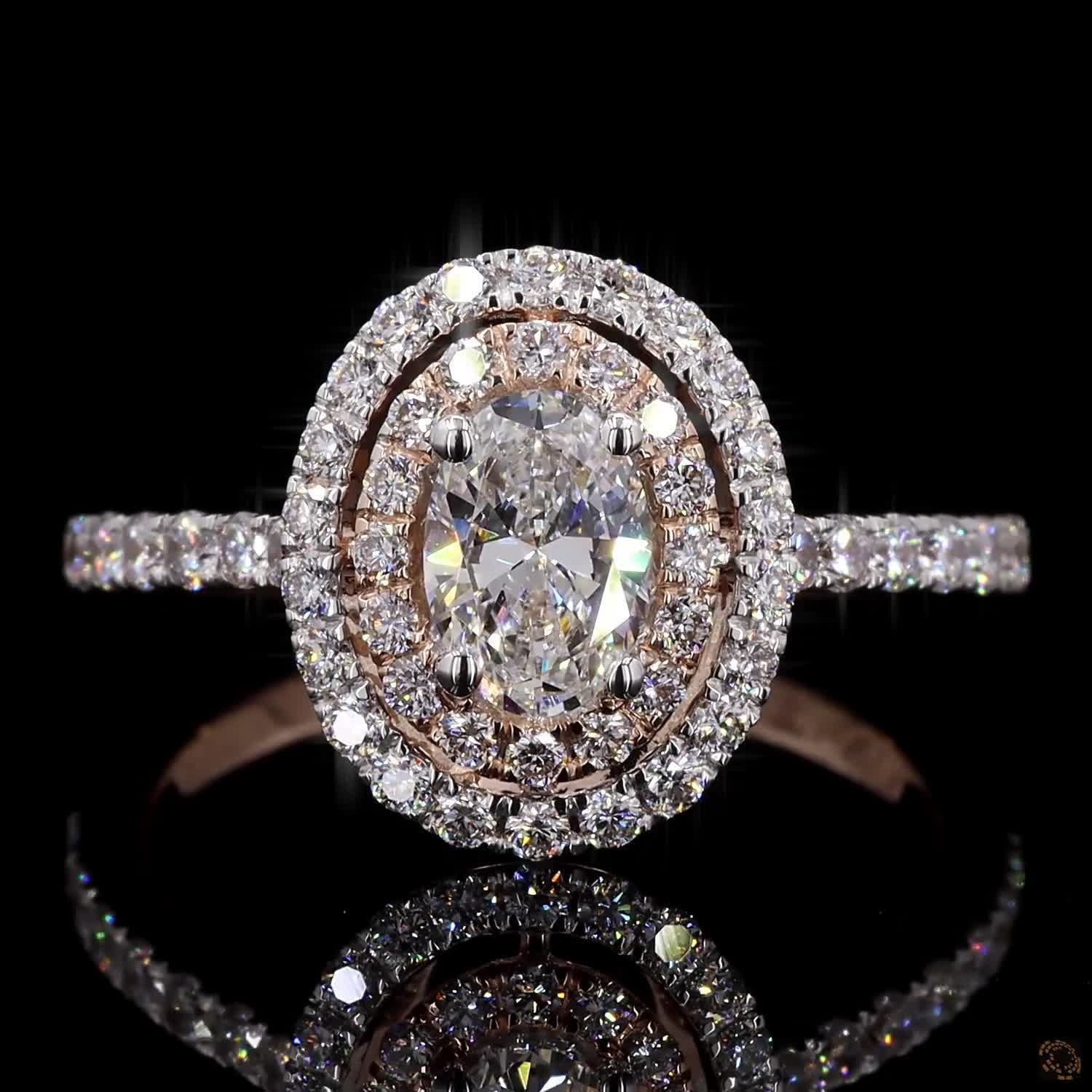 4.28 Ct Oval Diamond Ring: Two Tone Gold Engagement Ring