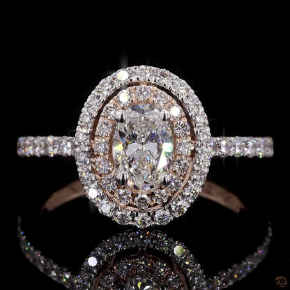 4.28 Ct Oval Diamond Ring: Two Tone Gold Engagement Ring