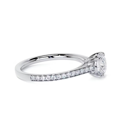 2.30 Ct In Round Bardot Scallop Engagement Ring