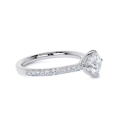 2.20 Ct In Round Bardot Scallop Engagement Ring