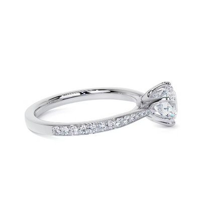 2.30 Ct In Round Bardot Scallop Engagement Ring