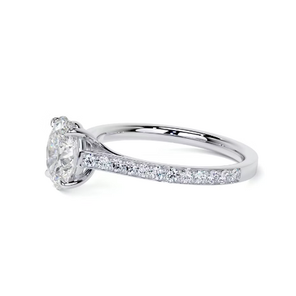 2.30 Ct In Round Bardot Scallop Engagement Ring