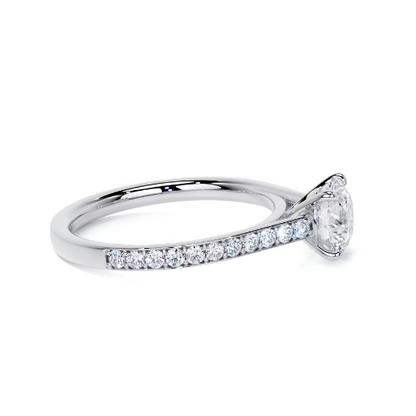 2.25 Ct In Round Bardot Scallop Engagement Ring