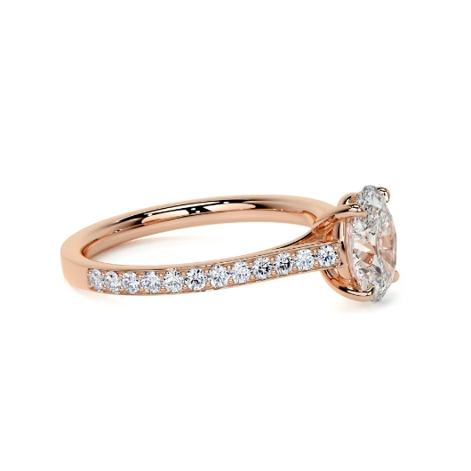 2.30 Ct In Round Bardot Scallop Engagement Ring
