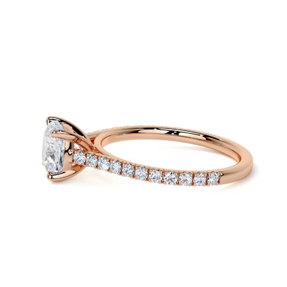 2.40 Ct In Cushion Bardot Scallop Engagement Ring