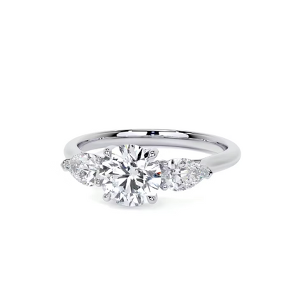 2.50 Ct In Round Bardot Scallop Engagement Ring