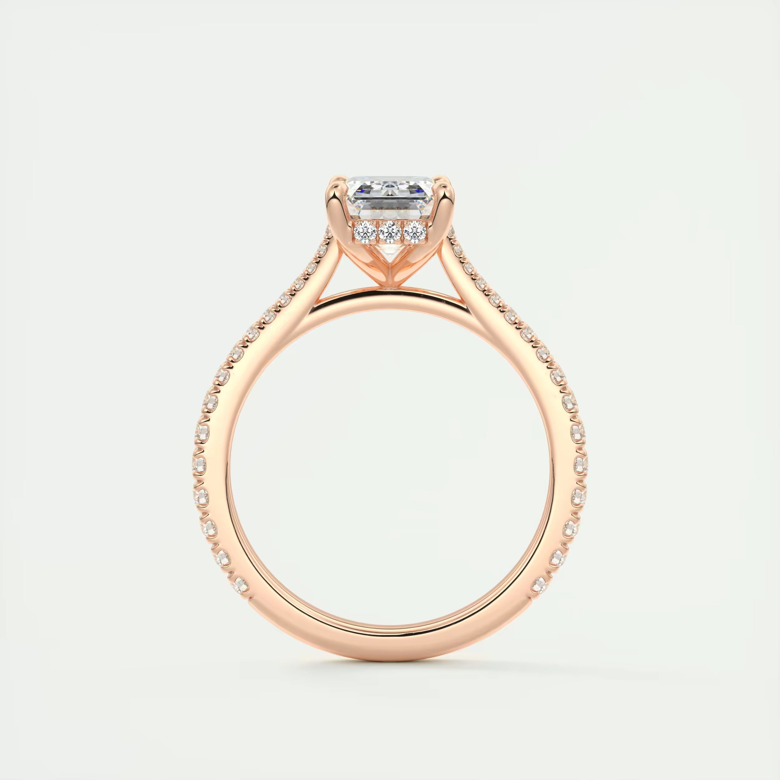 2.50 Ct The Center Stone Emerald Hidden Halo Cathedral Setting Engagement Ring