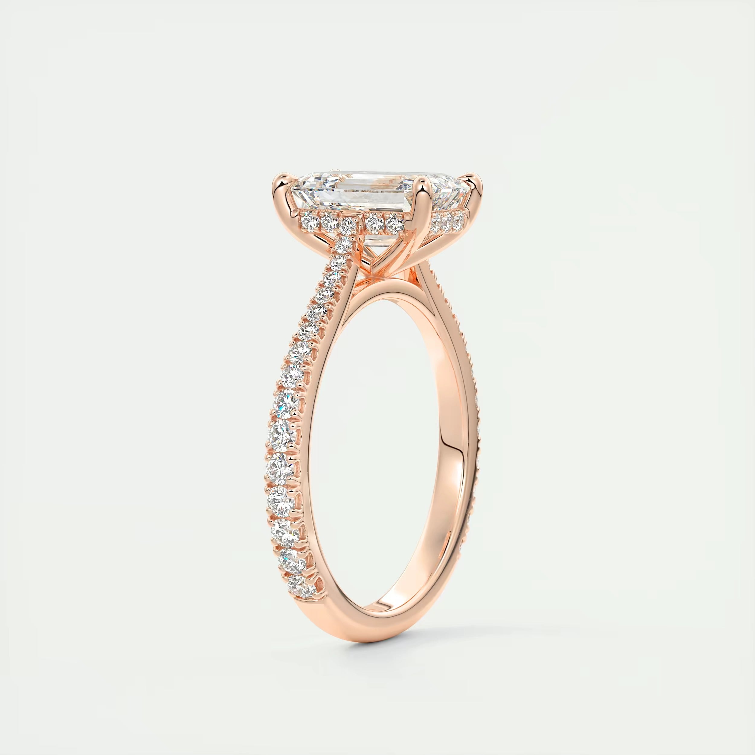 2.50 Ct The Center Stone Emerald Hidden Halo Cathedral Setting Engagement Ring