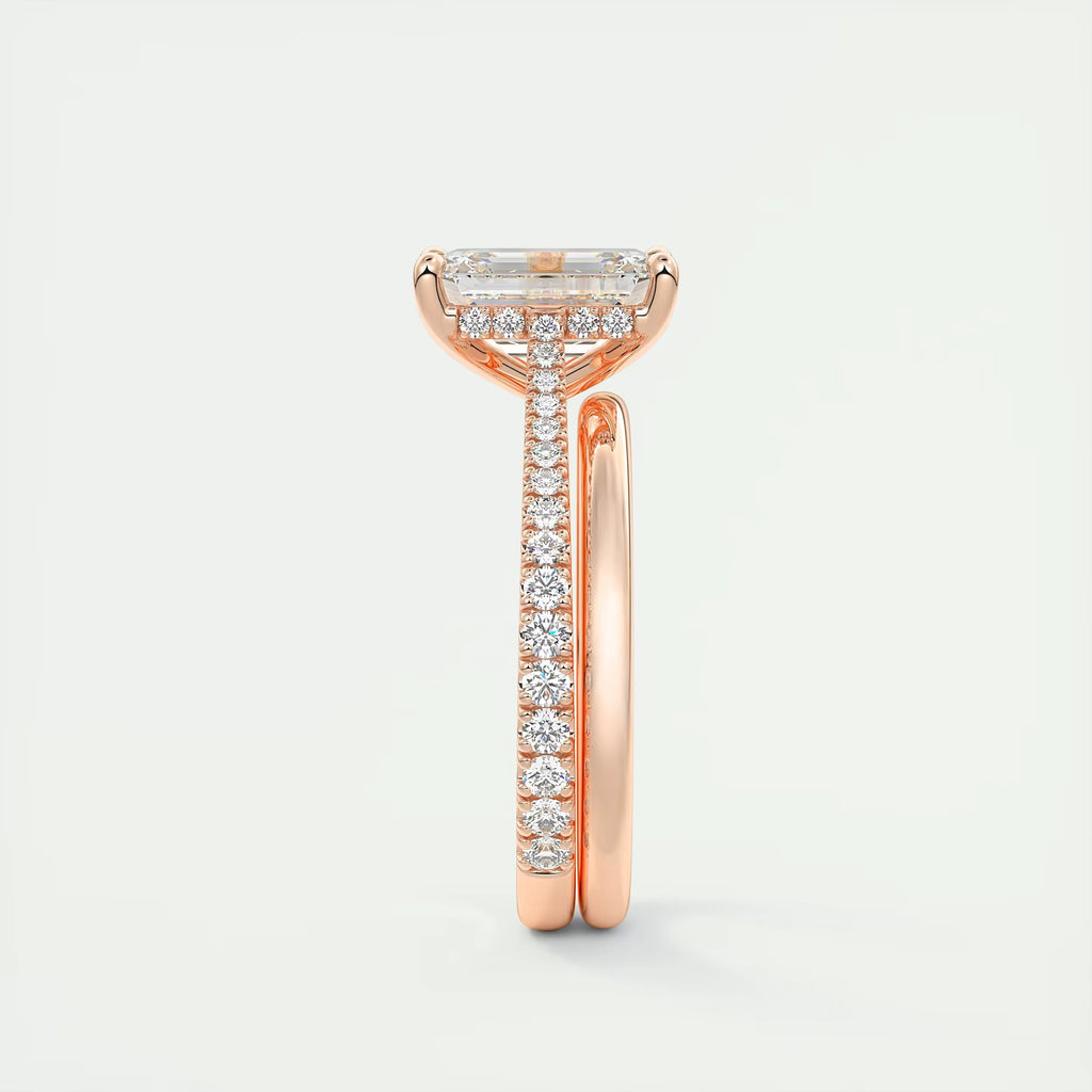 2.50 Ct The Center Stone Emerald Hidden Halo Cathedral Setting Engagement Ring