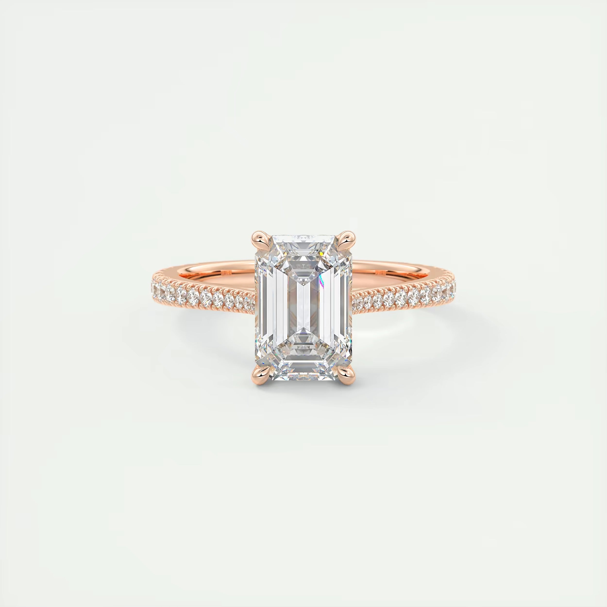 2.50 Ct The Center Stone Emerald Hidden Halo Cathedral Setting Engagement Ring