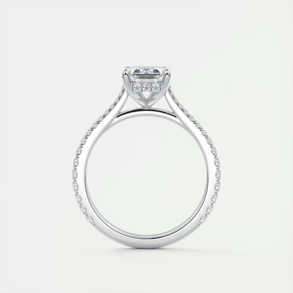 2.50 Ct The Center Stone Emerald Hidden Halo Cathedral Setting Engagement Ring