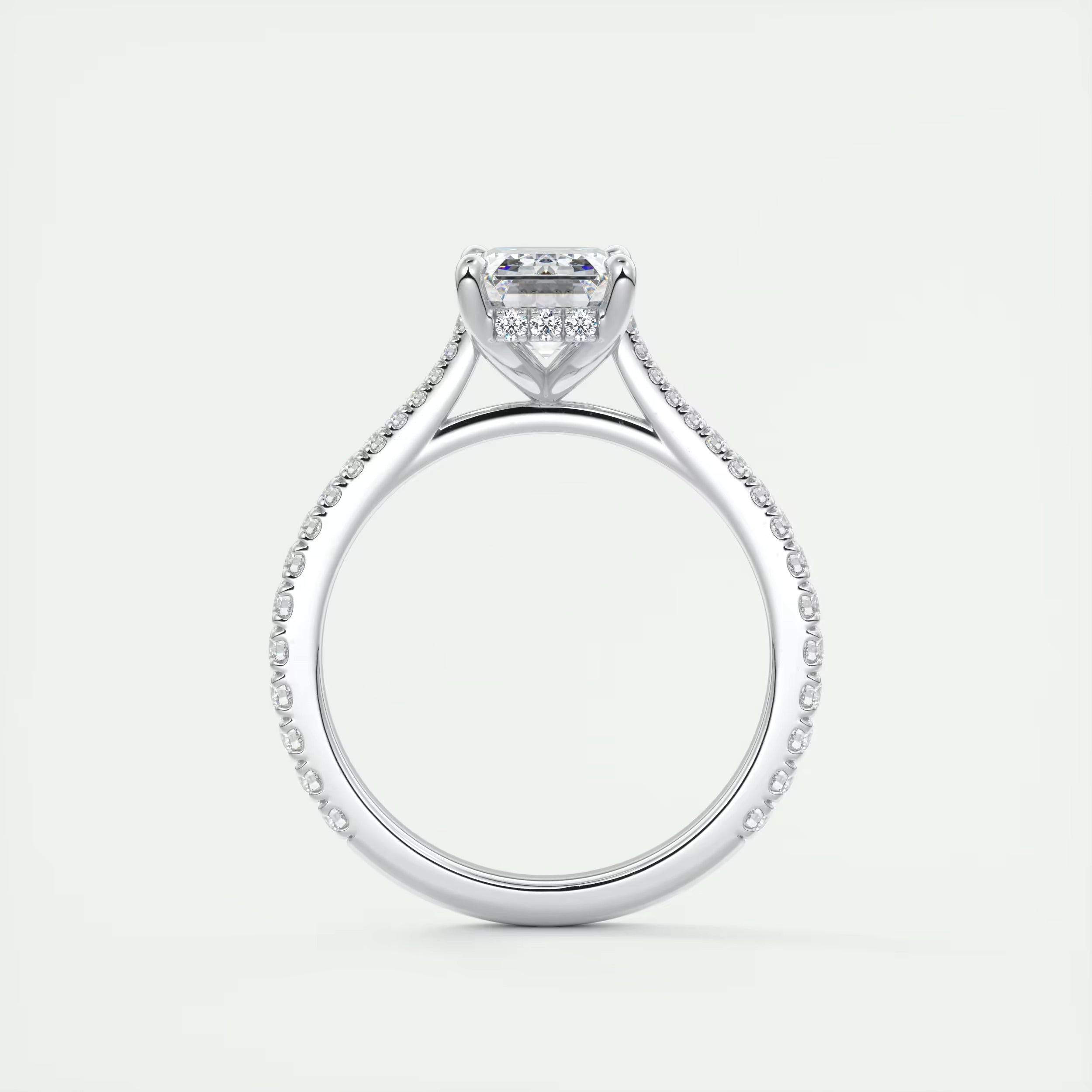 2.50 Ct The Center Stone Emerald Hidden Halo Cathedral Setting Engagement Ring