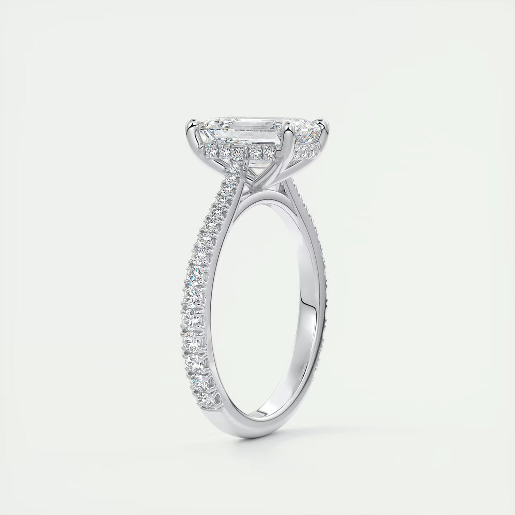 2.50 Ct The Center Stone Emerald Hidden Halo Cathedral Setting Engagement Ring