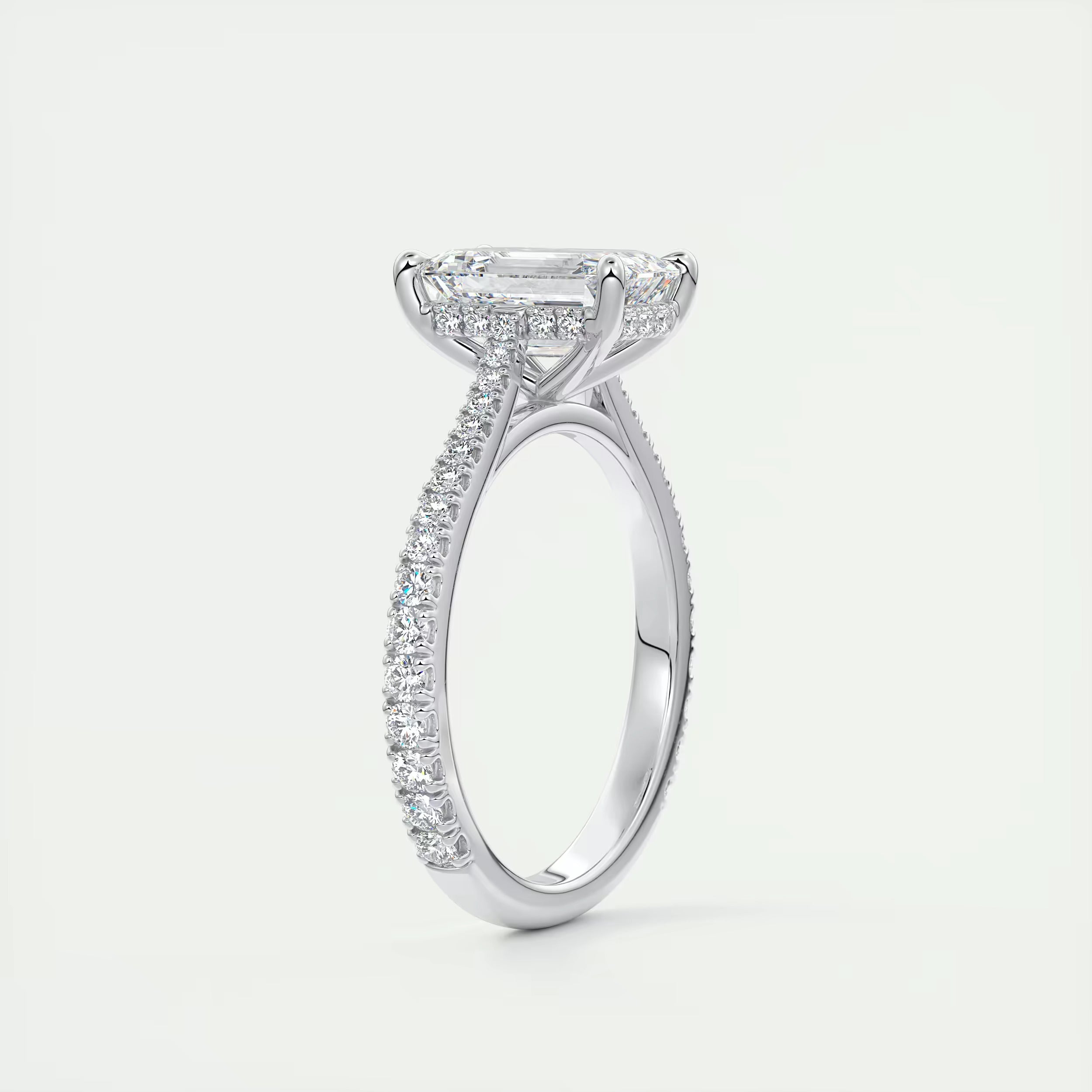 2.50 Ct The Center Stone Emerald Hidden Halo Cathedral Setting Engagement Ring