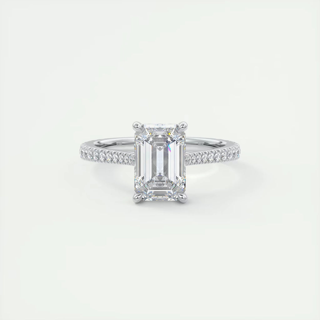 2.50 Ct The Center Stone Emerald Hidden Halo Cathedral Setting Engagement Ring