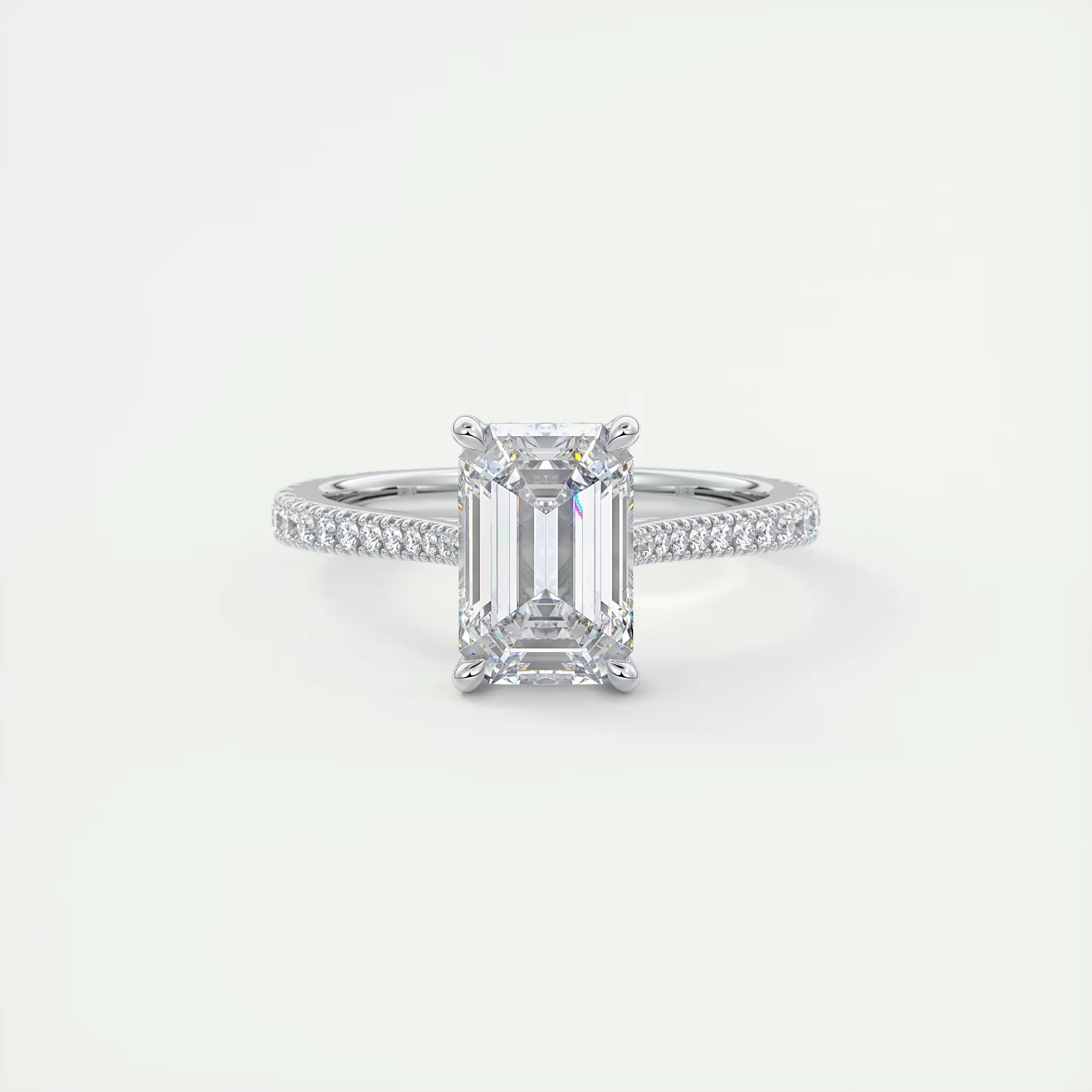 2.50 Ct The Center Stone Emerald Hidden Halo Cathedral Setting Engagement Ring