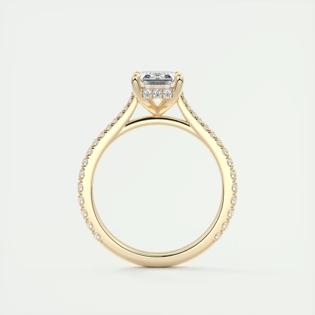 2.50 Ct The Center Stone Emerald Hidden Halo Cathedral Setting Engagement Ring