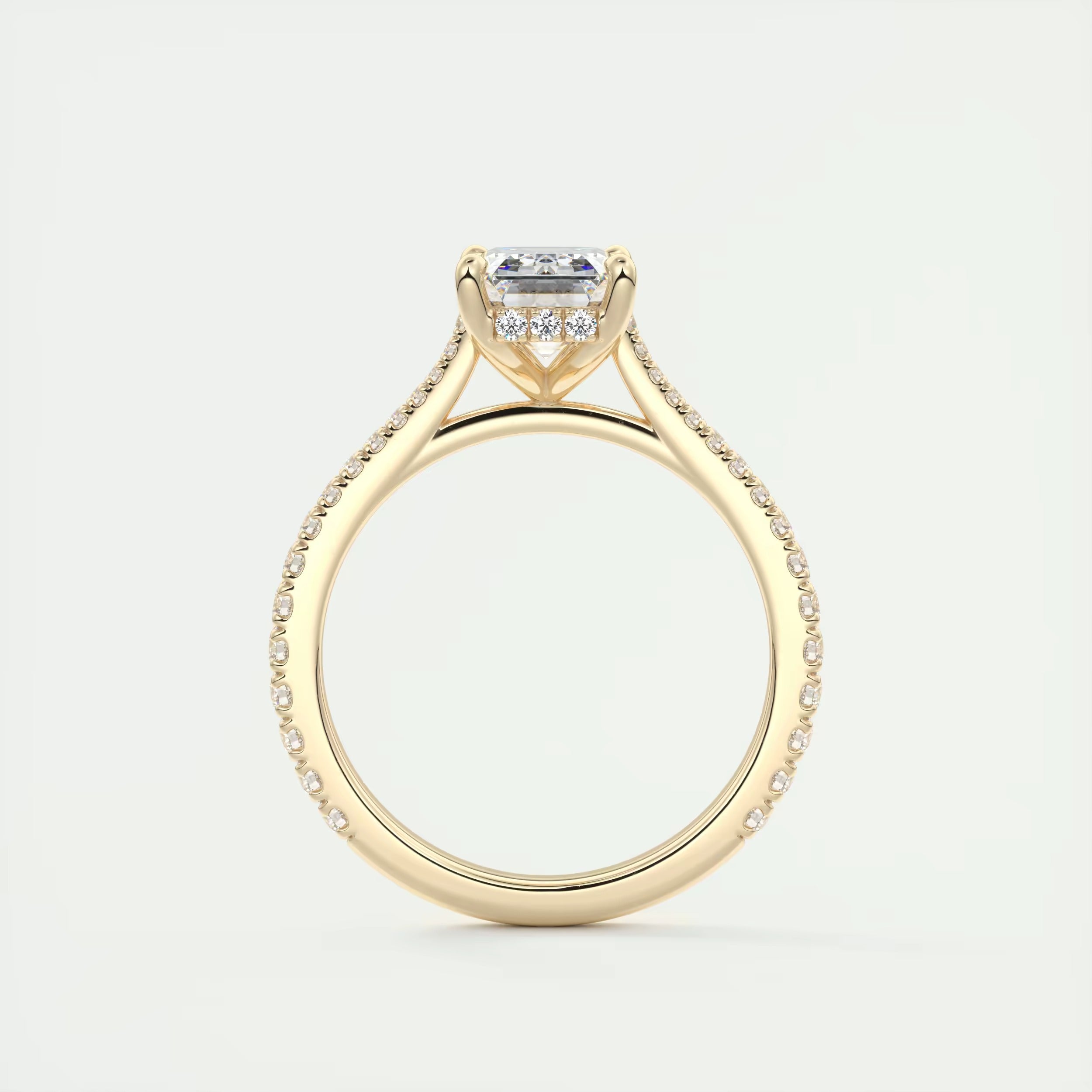 2.50 Ct The Center Stone Emerald Hidden Halo Cathedral Setting Engagement Ring