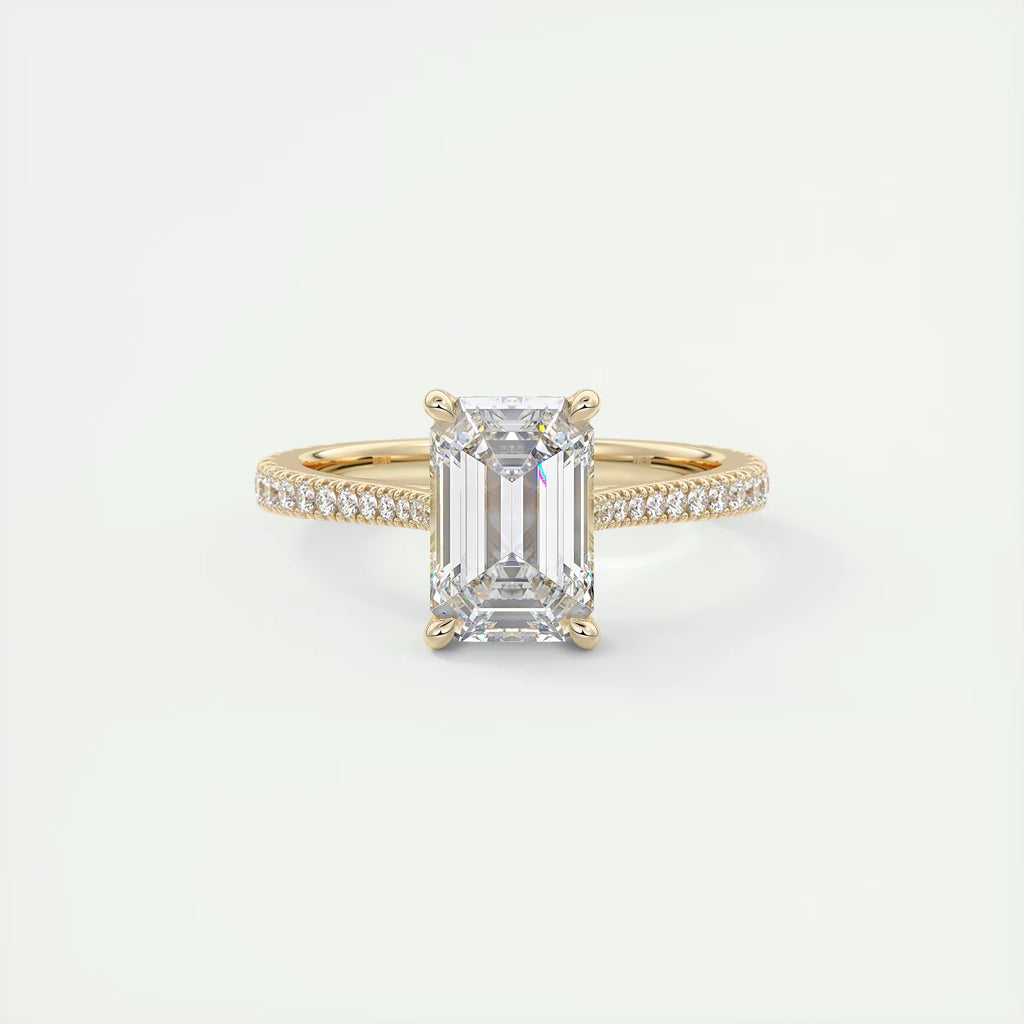 2.50 Ct The Center Stone Emerald Hidden Halo Cathedral Setting Engagement Ring