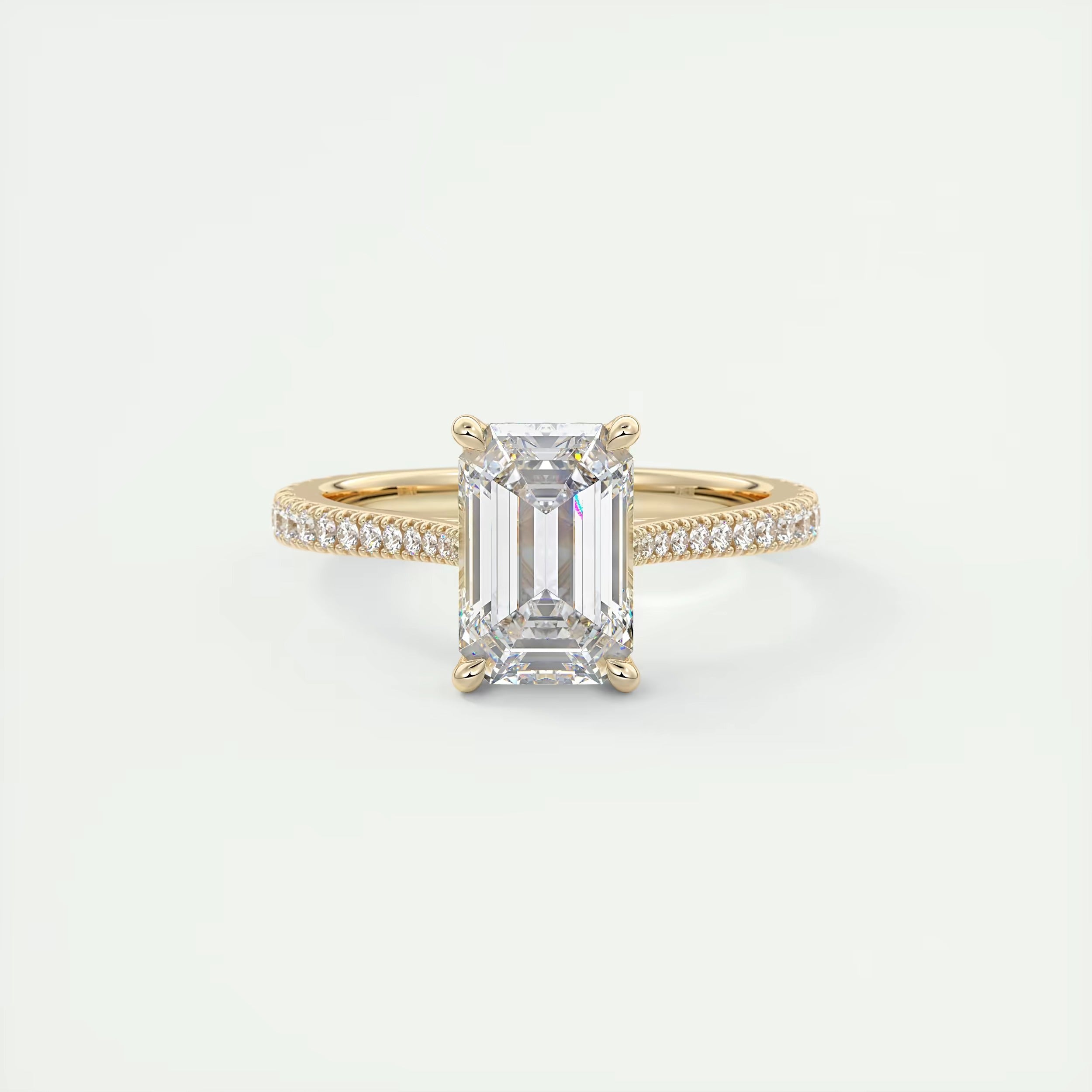 2.50 Ct The Center Stone Emerald Hidden Halo Cathedral Setting Engagement Ring